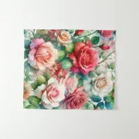 Whimsical Rose Pattern Tapestry