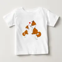 Cute foxes with hearts, hand drawn  baby T-Shirt