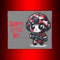 Cute little Camo Guy - Red, Black & White | Fleece Blanket