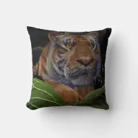 Tiger Crouching in the Jungle Throw Pillow