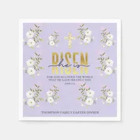 Risen Religious Christian Quote Lavender Easter Napkins