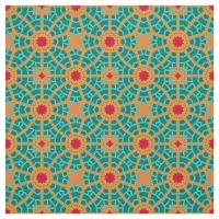 Green Orange & Red Stylish Geometric Pattern Fabric