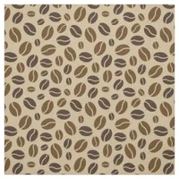 Brown and Beige Coffee Beans Pattern Fabric