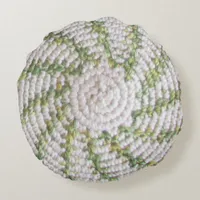 Round Pillow - White and Green Spirals