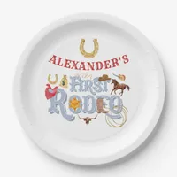 Blue Wild West First Rodeo Baby Boy 1st Birthday Paper Plates