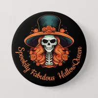 HallowQueen Witch Illustration Halloween Black Button
