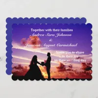 Bride and Groom in Sunset Wedding Invitation