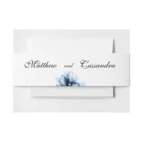 Elegant Dusty Blue Navy  Flowers Wedding  Invitation Belly Band