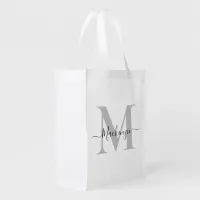 Personalize Monogram Initial Name Phone Artwork Grocery Bag
