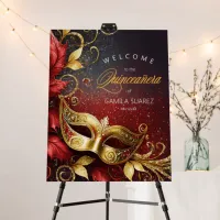 Masquerade Quincea&#241;era Welcome Red Gold ID1031 Foam Board