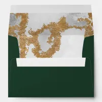 Marble Green and Gold Wedding Envelope