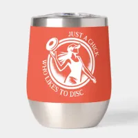 Personalized female Disc Golf  Thermal Wine Tumbler