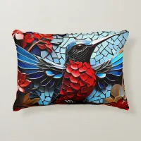 Cute Colorful Hummingbird Mosaics  Accent Pillow