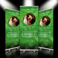 Elegant 20th 38th 55th Emerald Wedding Anniversary Retractable Banner