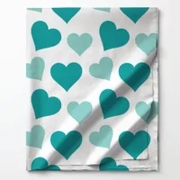 Teal and Mint Hearts Valentine Pattern Fabric