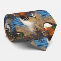 Beautiful Chatty Mandarin Duck at the Pond Neck Tie