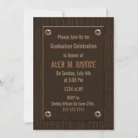 classy brown leather Graduation party Invitation