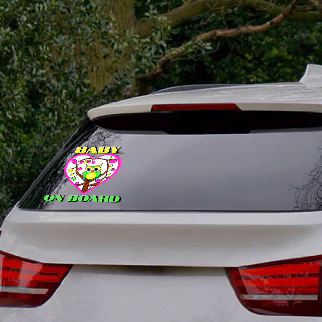 Baby on board - Colorful owl - Car rear  Window Cling