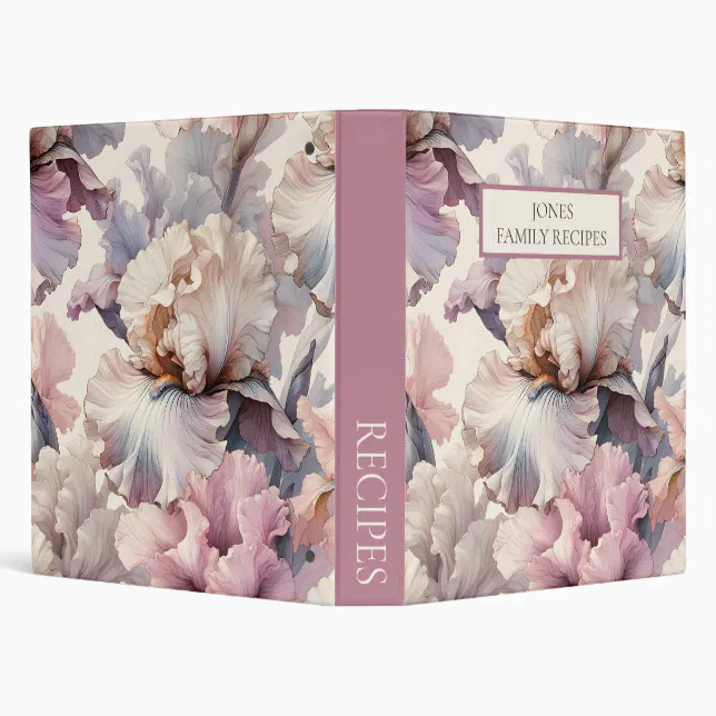 "The Iris Ballet" Blush Floral, Family Recipes 3 Ring Binder