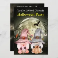 Gnome Witches Full Moon Halloween Party Invitation