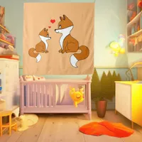 Cute foxes with hearts, hand drawn  tapestry