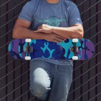 Dark Blue and Purple Camouflage Skateboard