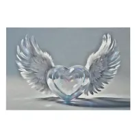 *~* AP78 Glass Crystal Hearts Angel Wings Faux Canvas Print