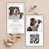 Modern Elegant Photo Dog Pet Social Media QR Code Business Card