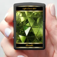 Holographic Green Geometric Patterns Shine Zippo Lighter