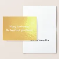 Anniversary or Event Message Inside Solid Gold Foil Card