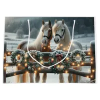 Festive Horses and Christmas Lights  Large Gift Bag