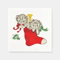 Retro Christmas Kittens Napkins