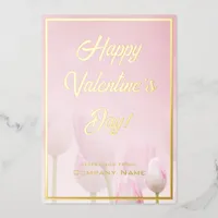 Pink Red and Gold Business Valentine Foil Card