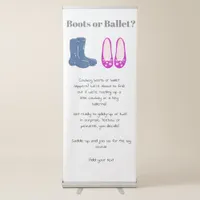 Boy or Girl Cowboy Boots Balet Gender Reveal Retractable Banner