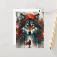 Little Red and the Wolf Postcard