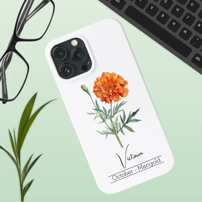 Birth Month Flower October Marigold iPhone 13 Pro Max Case