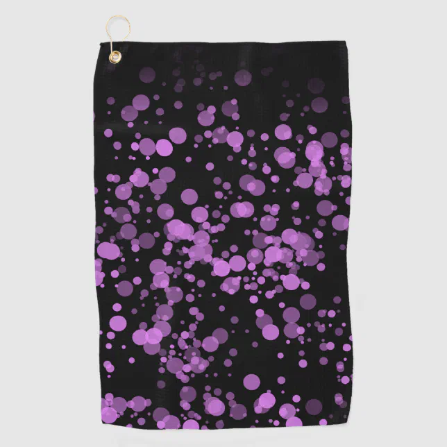 Elegant Paint Splattered Purple Confetti Golf Towel