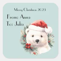 Polar Bear Watercolor Cute Christmas Sticker