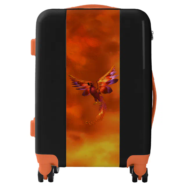 Colorful Phoenix Flying Against a Fiery Background Luggage