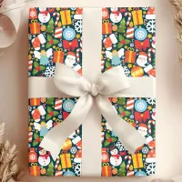 Cute Holiday Santa & Christmas Icons Wrapping Paper