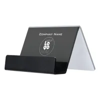 Modern White Logo + Masculine Black Minimalist Desk Business Card Holder