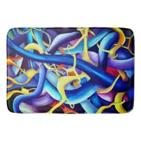 Contemporary Blue Abstract - Depth Illusion Bath Mat