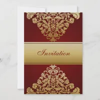 red gold elegance wedding invitation