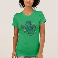 Funny Green St. Patricks Octopus Beer T-Shirt