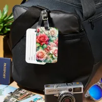 Whimsical Rose Pattern Luggage Tag