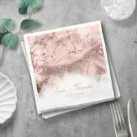 Marble Glitter Wedding Thanks Rose Gold ID644 Napkins