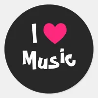 I Love Music Classic Round Sticker