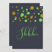 Surprise Birthday Party green and gold confetti Invitation