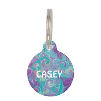 Personalized Purple, Blue, Gold and Teal   Pet ID Tag