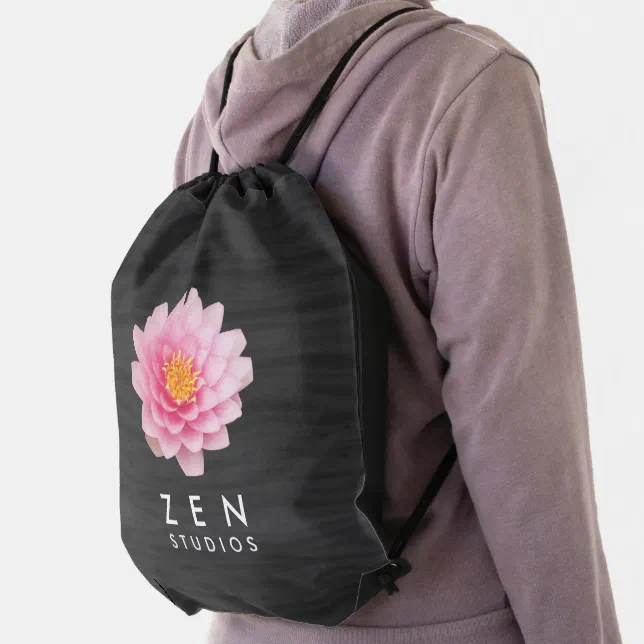 Elegant Floating Pink Lotus Flowers Drawstring Bag